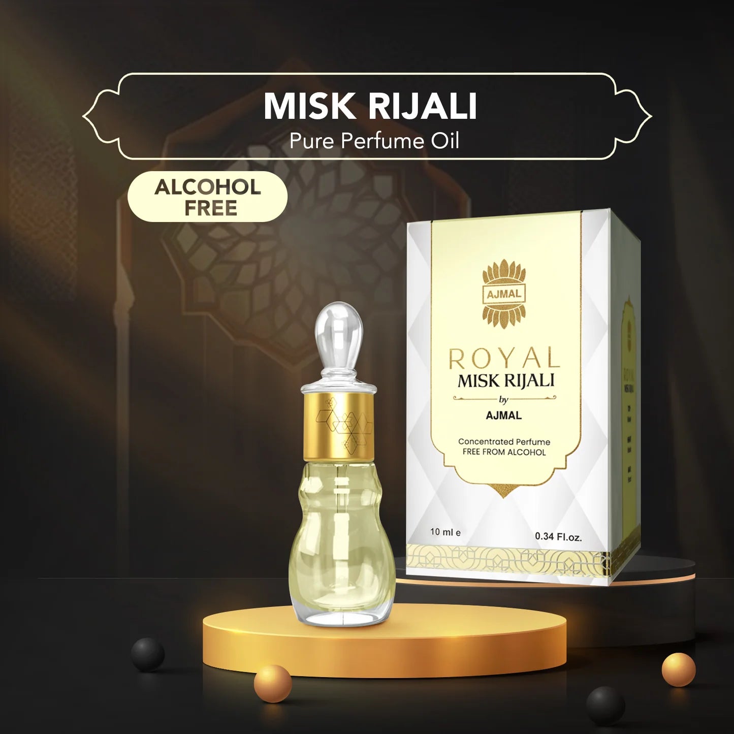 Ajmal Royal Misk Rijali Non Alcoholic Attar 10 ml for Men and Women